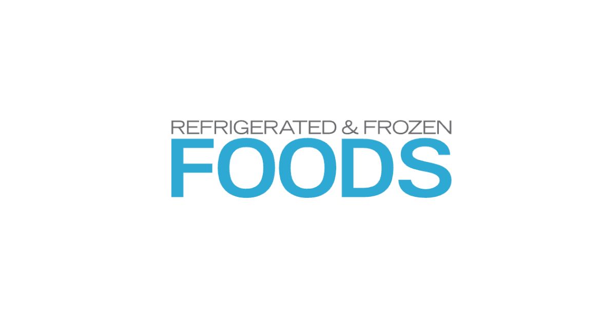 refrigerated & frozen foods logo in blue text on a white background