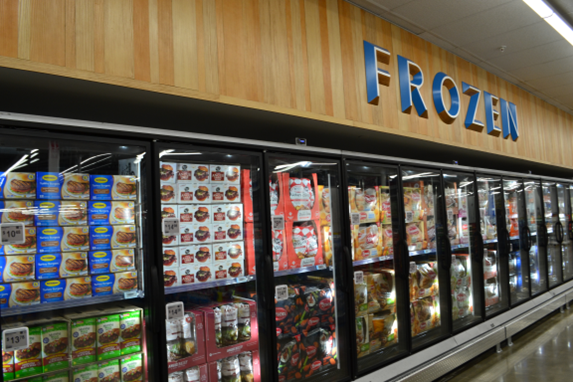 grocery store walk-in cooler for frozen foods