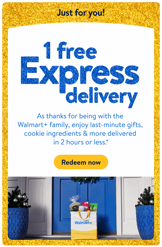 Ad for grocery store express delivery services offering one free express delivery