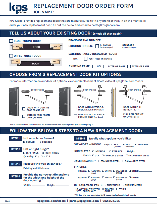 Replacement Door Order Form