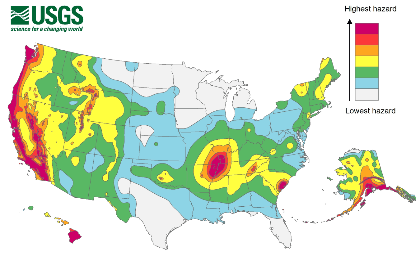 USGS Heat Map of Extreme Condition Hazards