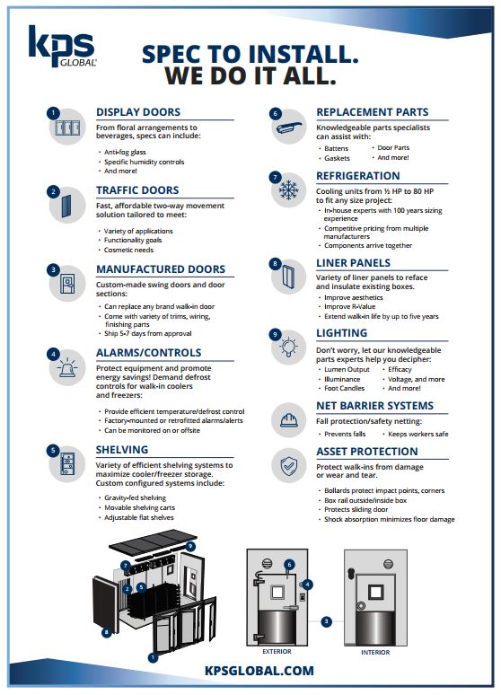 more than walk-ins, KPSG offers shelving, lighting, refrigeration and more